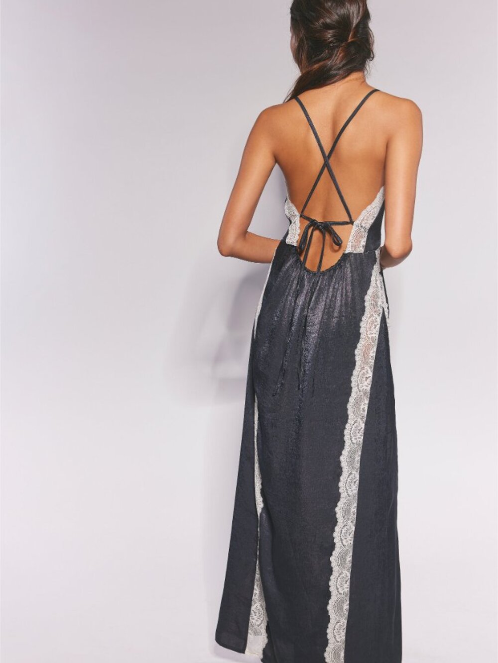 FREE PEOPLE Some Kind of Love Maxi Slip / Black Combo - Picture 2 of 5